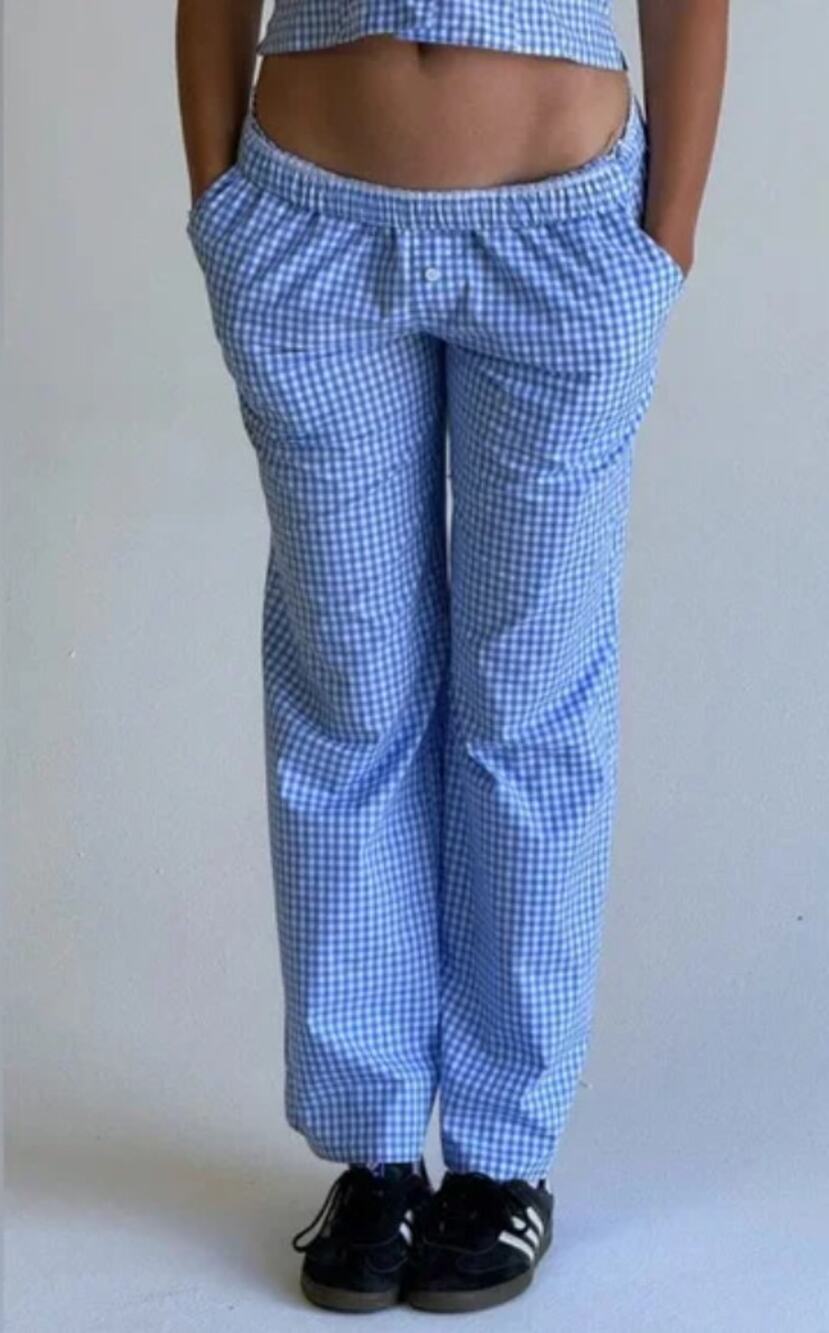 Frankies Bikinis Raleigh Cotton Pant in Cloud Gingham Womans XS